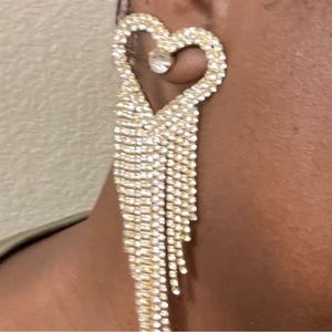 Rhinestone open heart earrings